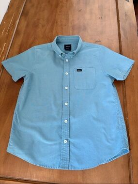 RVCA Boy’s Light Blue Short-Sleeve Button-Down Shirt Size Medium